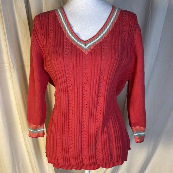 IZOD Women’s Varsity V Neck Preppy Classic Sweater Size 2X - Picture 2 of 11